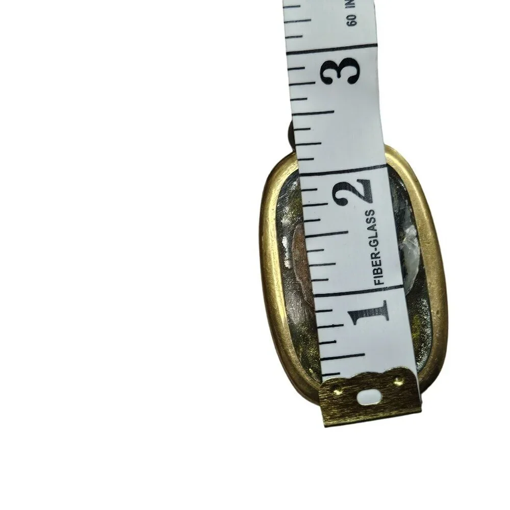 Brass Inlay‎ Buckle Double-Layer Leather Belt Stone Accents Possibly Homemade